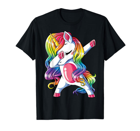 Dabbing Unicorn T shirt Girls Kids Women Rainbow Unicorns T-Shirt