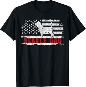 Beagle Dad Distressed American Flag Patriotic Dog T-Shirt for Men