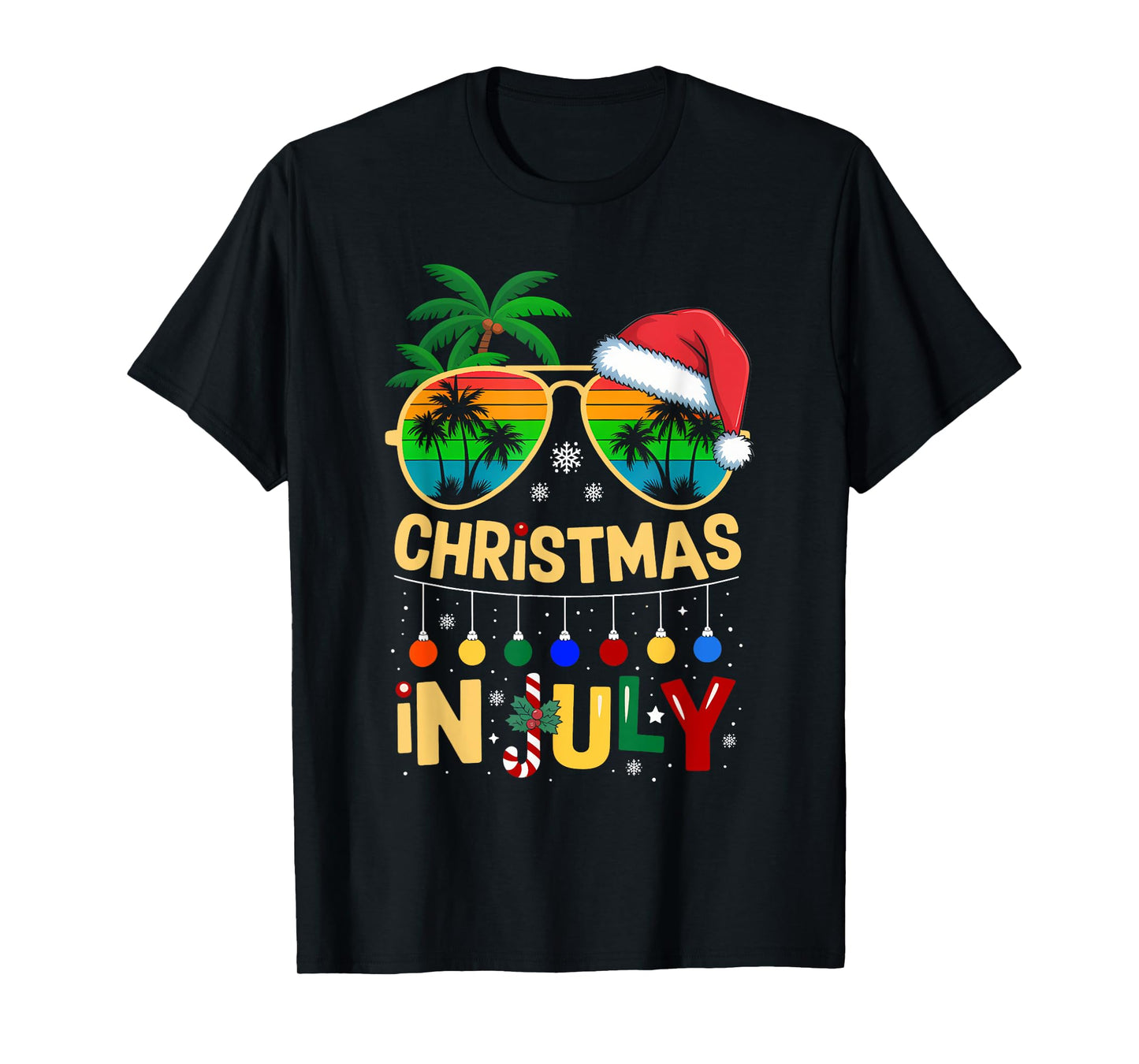 Christmas In July Sunglasses Beach Summer Santa T-Shirt