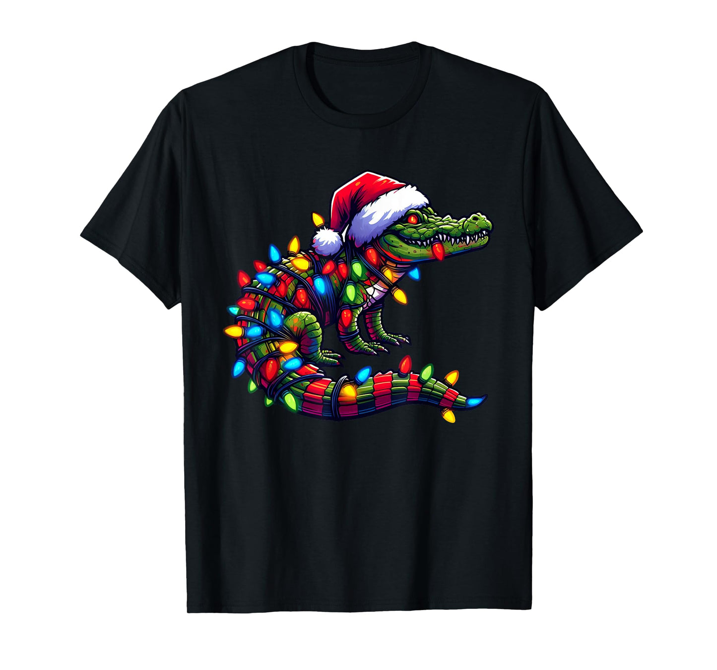 Alligator Santa Pajama Christmas Lights Xmas Toddler Kids T-Shirt
