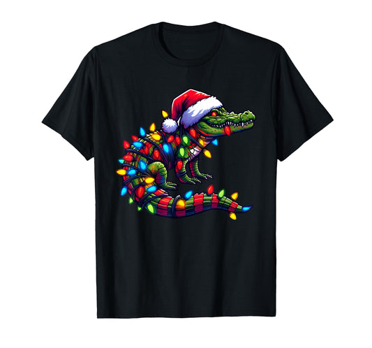 Alligator Santa Pajama Christmas Lights Xmas Toddler Kids T-Shirt