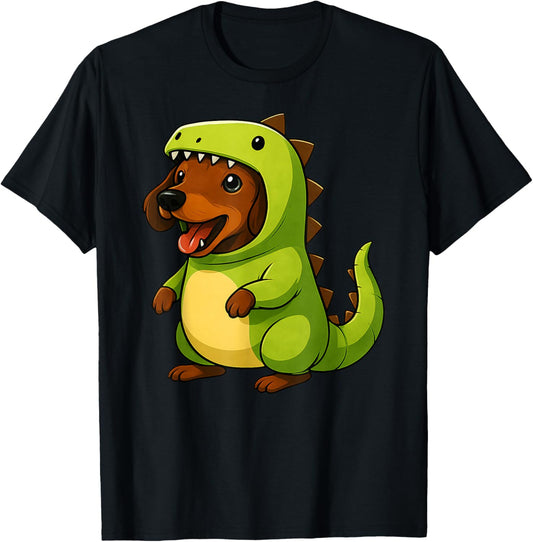 Dachshund Dinosaur Costume Trex Animal Lover Mom Dad Kids T-Shirt