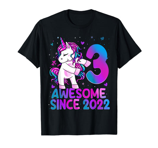 Flossing Unicorn 3 Year Old 3rd Birthday Girl Unicorn Party T-Shirt