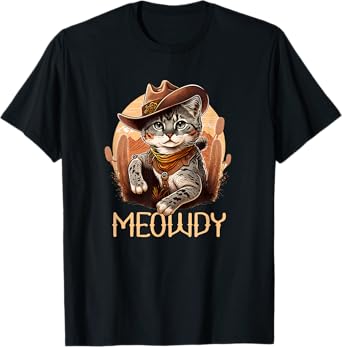 Meowdy Cat Funny Howdy Meme Western Cowboy Kitten T-Shirt