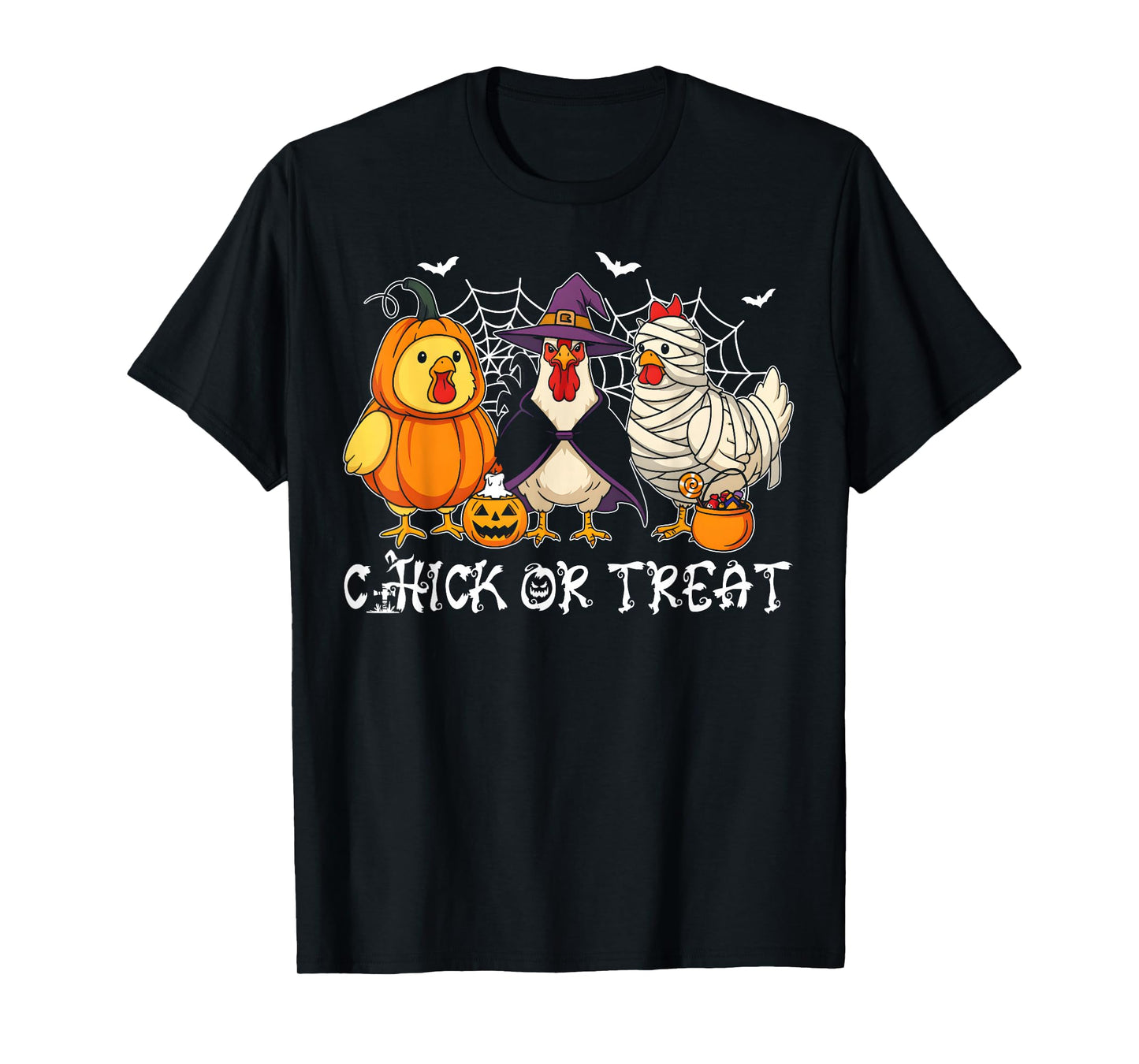 Chick Or Treat Funny Halloween Pumpkin Ghost Spooky Chicken T-Shirt