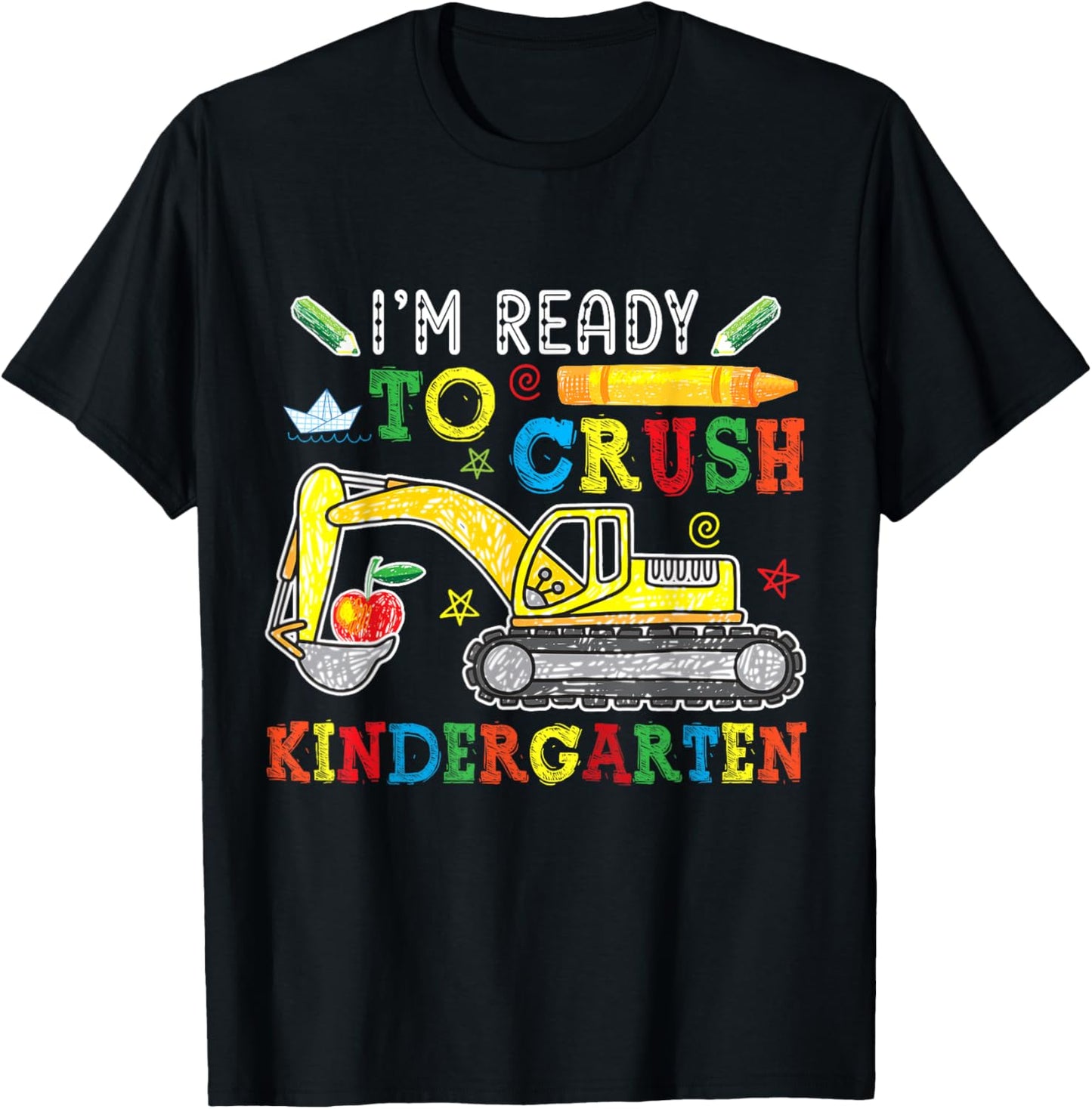 Boys Ready To Crush Kindergarten Excavator Back To School T-Shirt