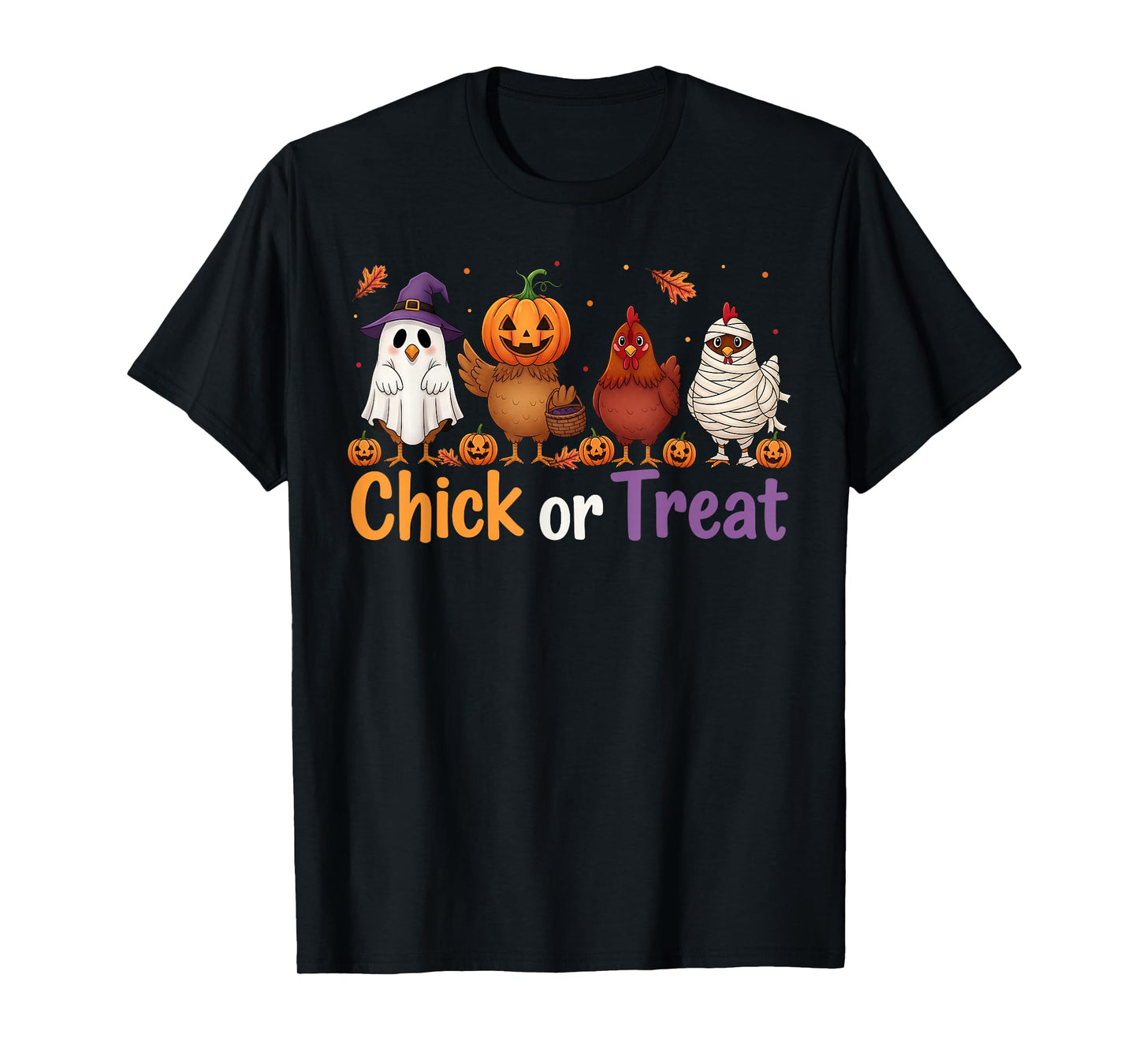 Chick Or Treat Halloween Witch Spooky Chicken Farmer T-Shirt