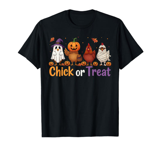 Chick Or Treat Halloween Witch Spooky Chicken Farmer T-Shirt