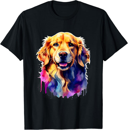 Golden Retriever Dog Watercolor Family T- All Ages Dog Lover T-Shirt