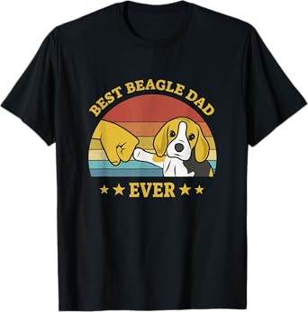 Cute Best Beagle Dad Ever Vintage Puppy Lover Retro Design T-Shirt