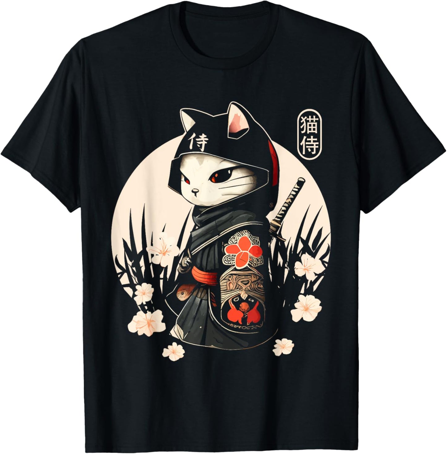 Japanese Samurai Cat Tattoo, Kawaii Ninja Cat T-Shirt