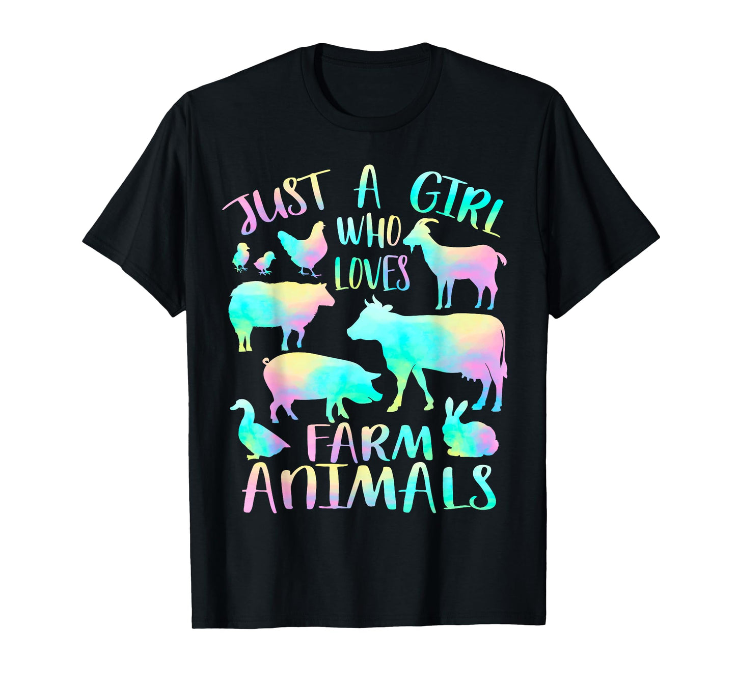 Just a Girl Who Loves Farm Animals - Cows Pigs Goats Lover T-Shirt