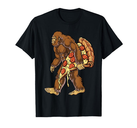 Bigfoot Pizza Funny Men Women Food Lovers Pepperoni T-Shirt