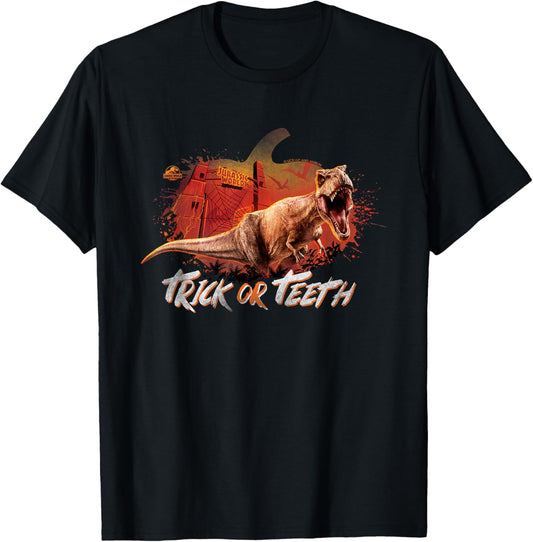 Jurassic Park Kids' T-Rex Trick-or-Teeth Halloween T-Shirt - Black, Small