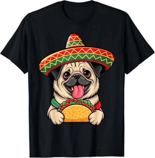 Funny Pug Taco Pug Funny Dog Lover Cinco De Mayo T-Shirt