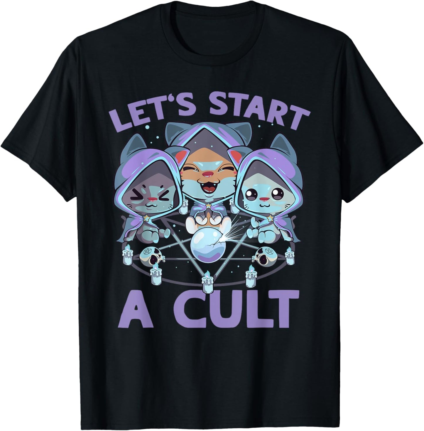 Pastel Goth Kawaii Occult Cats Summon Let's Start A Cult Cat T-Shirt