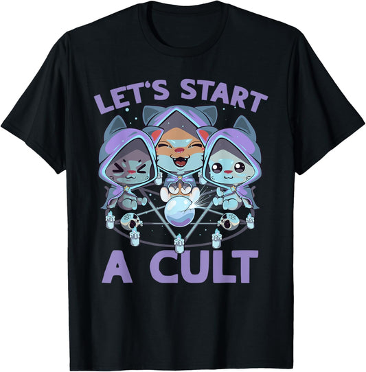Pastel Goth Kawaii Occult Cats Summon Let's Start A Cult Cat T-Shirt