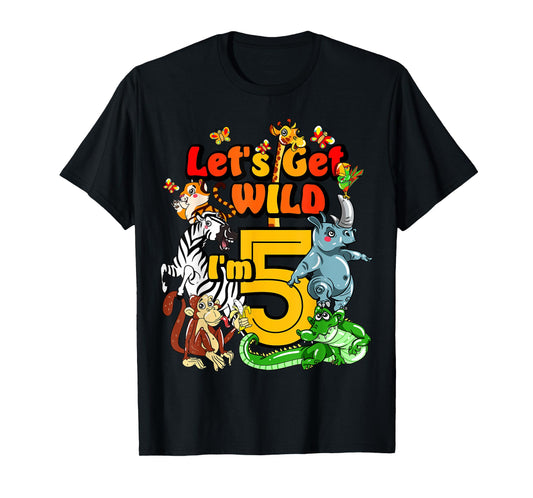 Kids 5 Year Old Zoo Birthday Shirt Safari Jungle Animal 5th T-Shirt