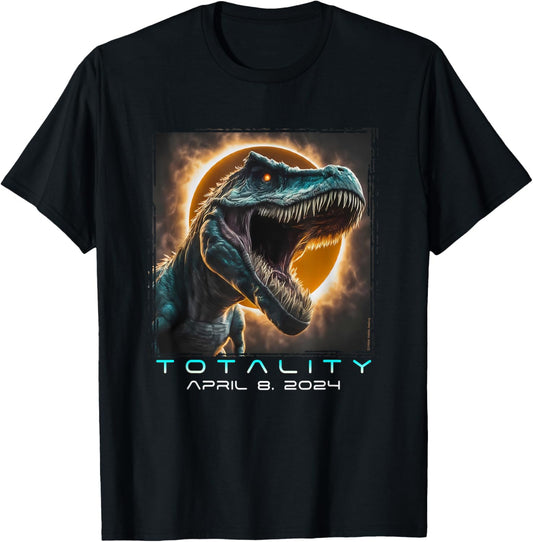 Dinosaur T-Rex Totality April 8 2024 Total Solar Eclipse T-Shirt