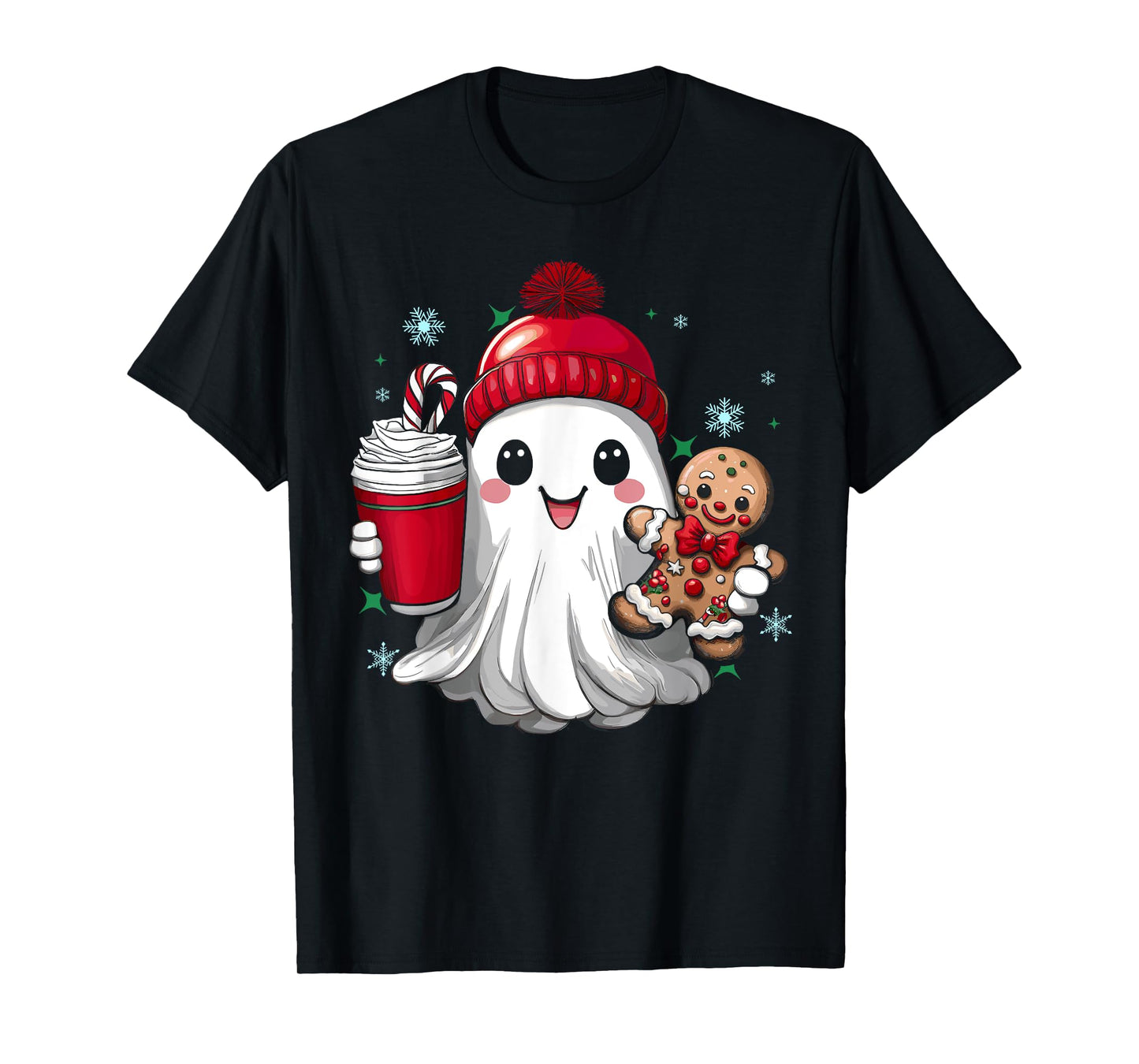 Cute Christmas Ghost Boujee Merry Christmas Gifts Women Kids T-Shirt
