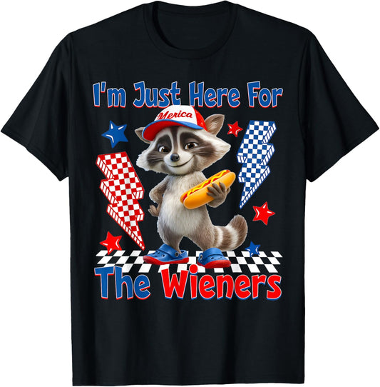 I'm Just Here For The Wieners Raccoon HotDog 4th of July T-Shirt