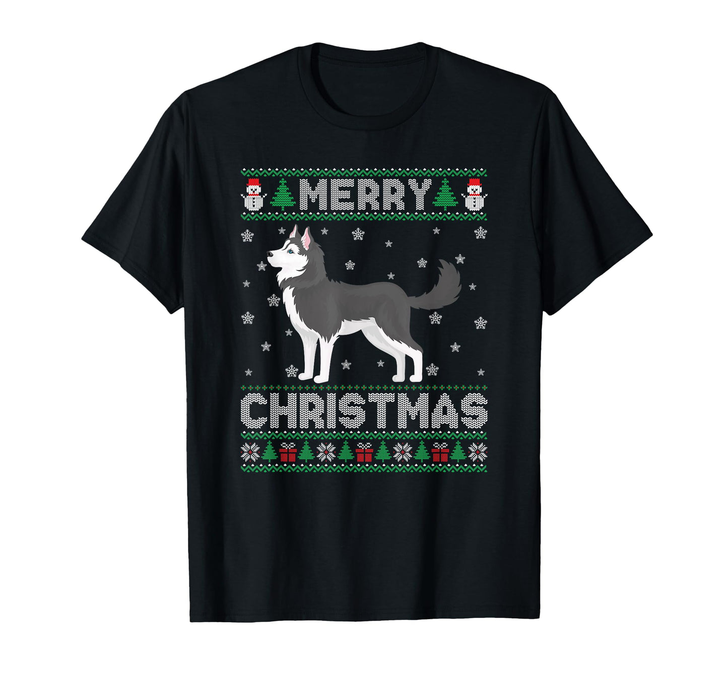 Siberian Husky Dog Men Women Kids Ugly Christmas Sweater T-Shirt