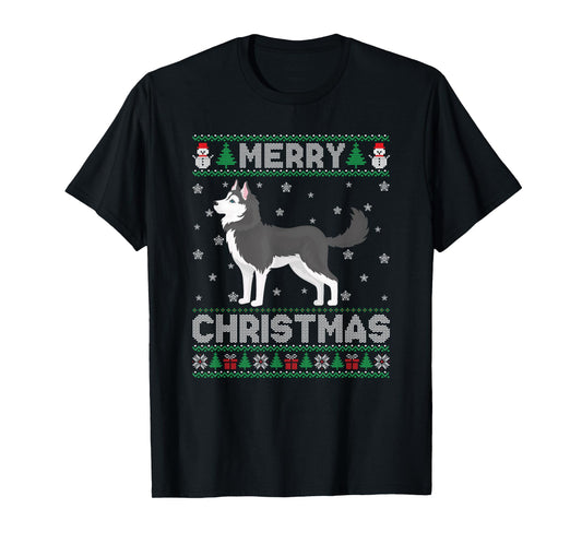 Siberian Husky Dog Men Women Kids Ugly Christmas Sweater T-Shirt