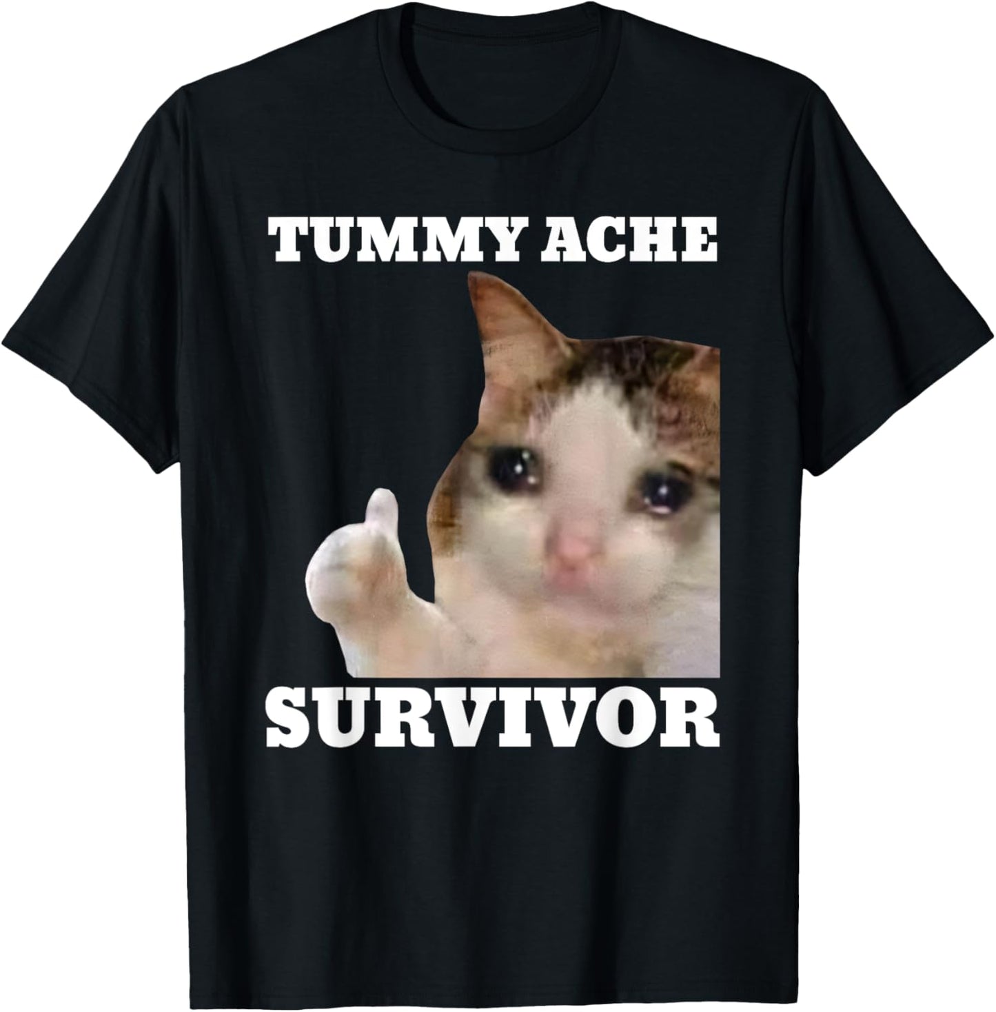 Tummy Ache Survivor Funny Meme Cat T-Shirt