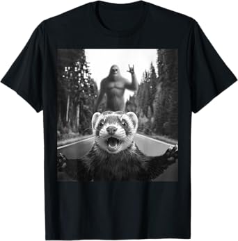 Ferret Selfie With Bigfoot Funny Gifts For Men Women Kids T-Shirt