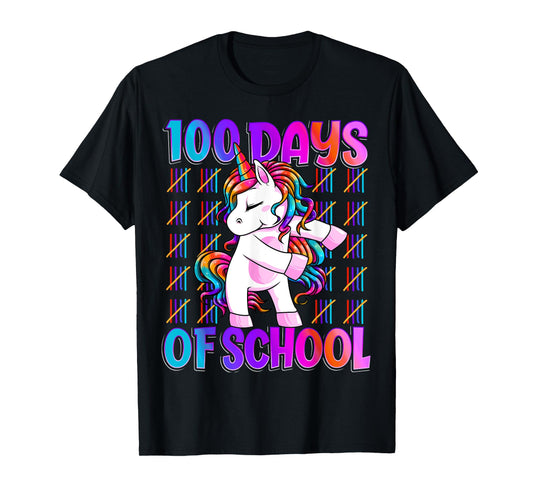 100 Magical Day of School And Still Awesome 100 Days Smarter Unicorn Kids School Shirt Black Unisex-Kids T-Shirt Small