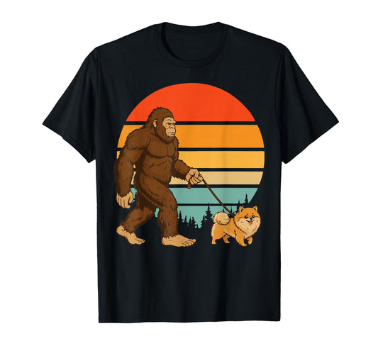 Bigfoot Pomeranian Retro T-Shirt
