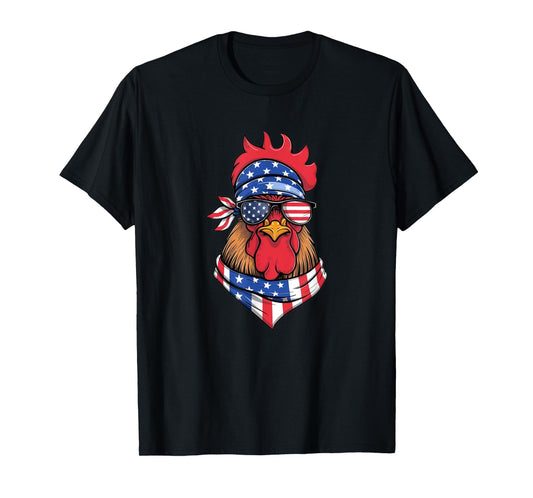 Red White Blue Chicken Farm Animal Patriotic 4th Of July T-Shirt