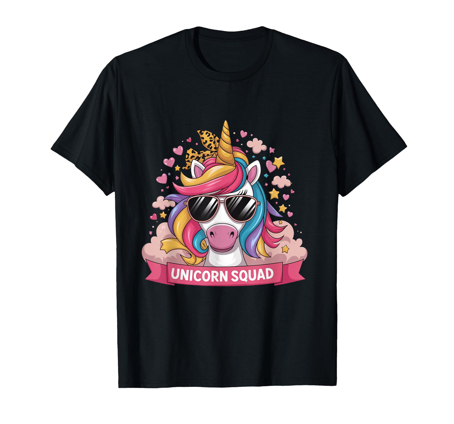 Unicorn Squad - Graceful Unicorn with leopard Bandana Cute T-Shirt