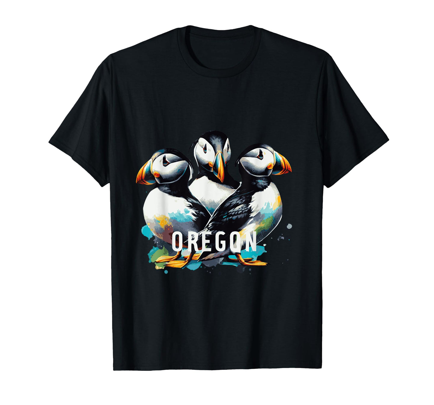 Oregon Puffins Cute birds water color T-Shirt