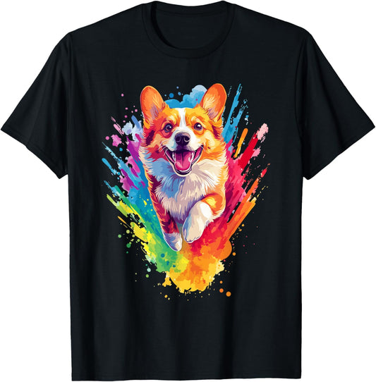 Pembroke Welsh Corgi Lovers Colorful Splash Art Welsh Corgi T-Shirt