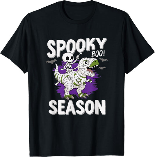 Dinosaur Skeleton Mummy Halloween Humor T-Shirt