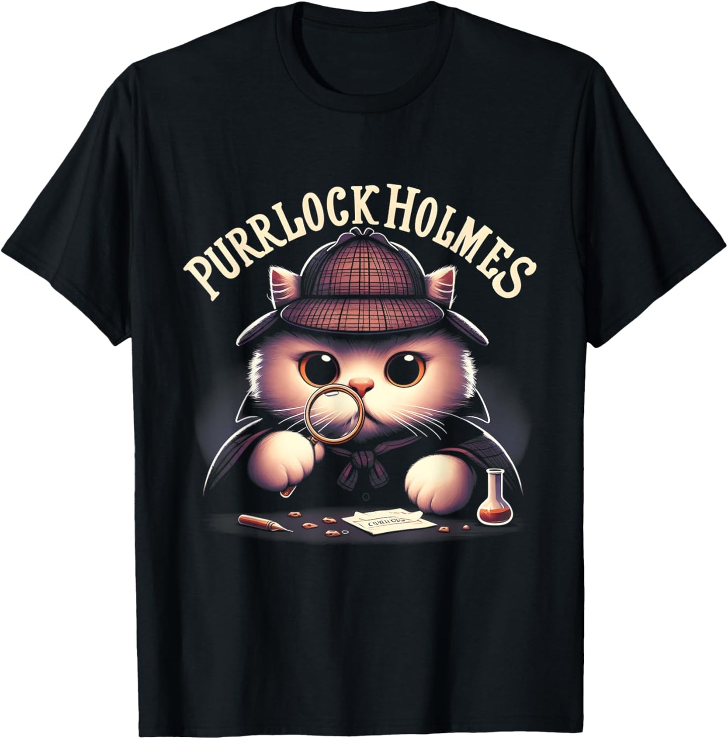 Purrlock Holmes Sleuthing Cat Detective Mysteries Adventure T-Shirt