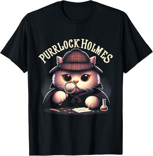 Purrlock Holmes Sleuthing Cat Detective Mysteries Adventure T-Shirt