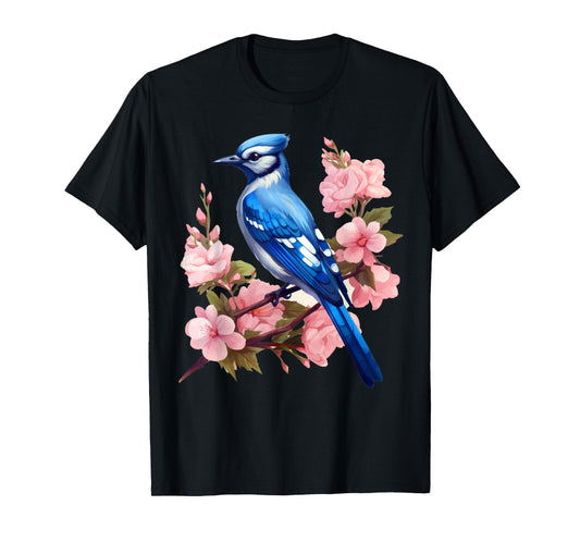 Cottagecore Aesthetic Floral Blue Jay Bird T-Shirt