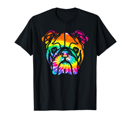 Bulldog T Shirt - Rainbow Trippy Hippie Tie Dye Shirt Men Women Girls Kids T-Shirt