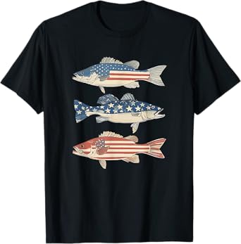 4th Of July Patriotic Bass Toddler Kids Fishing America Flag T-Shirt