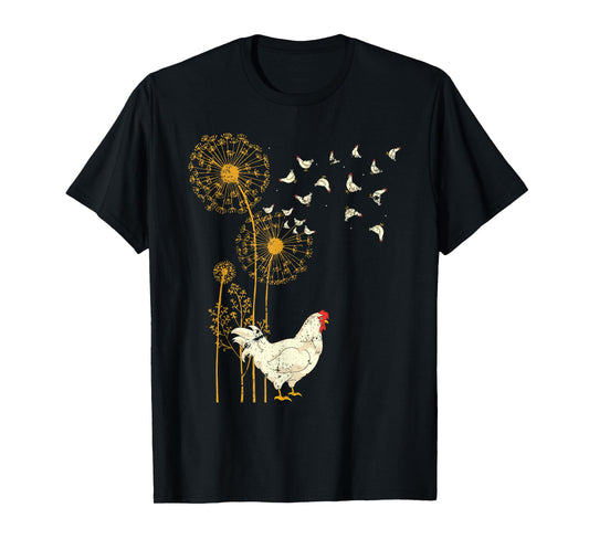 Farmer Poultry Bird Flower Farm Animal Dandelion Chicken T-Shirt