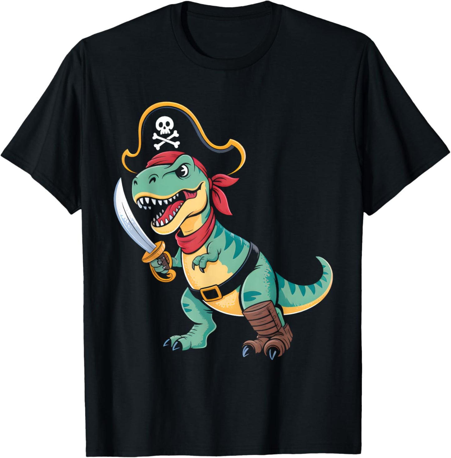Dinosaur Tyrannosaurus T rex Pirate Halloween Boys Kids Men T-Shirt
