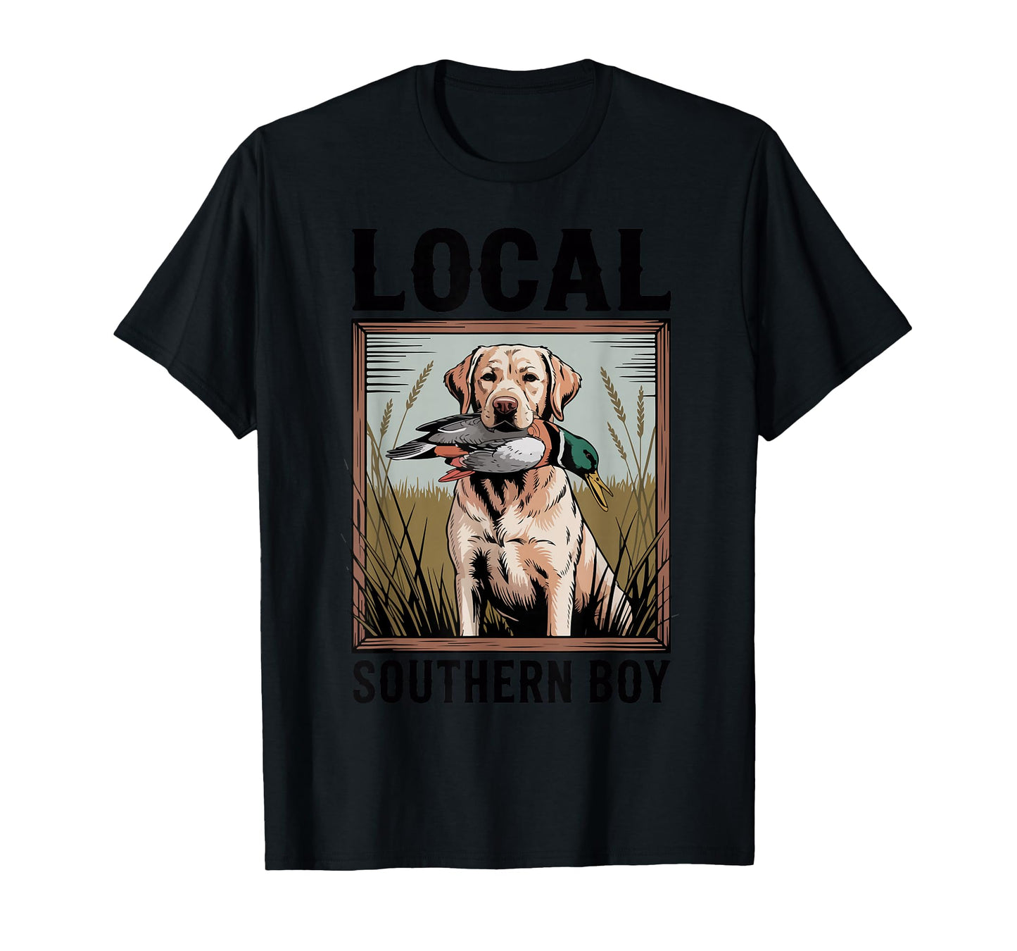 Local Southern Boy Yellow Lab Mallard Duck Hunting Dog Funny T-Shirt