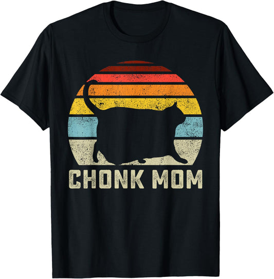 Chonk Cat Mom Scale Meme Funny Retro Style Mommy Cats Memes T-Shirt