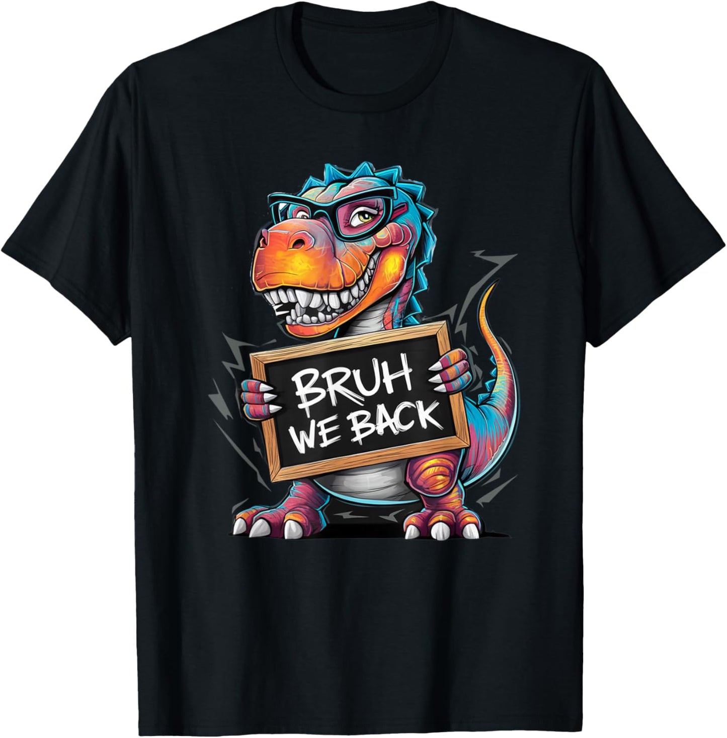 Cool Bruh We Back Funny T-Rex Retro Teachers Kids and Adults T-Shirt