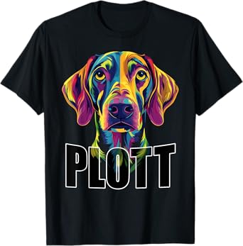 Colorful Plott Hound Face Coonhound Dog Lover or Owner Black T-Shirt