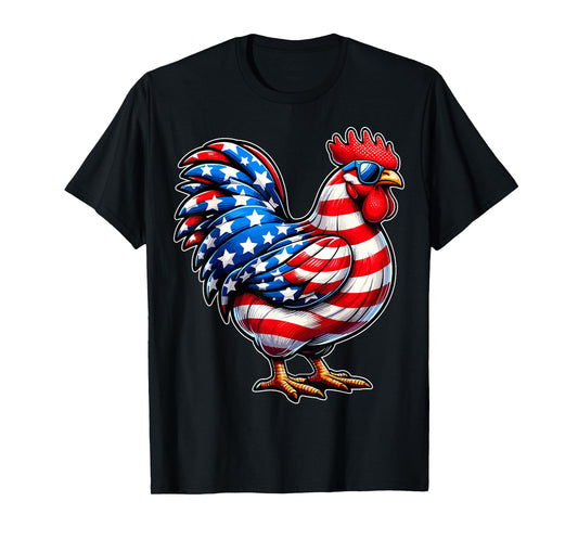 Chicken USA Flag Patriotic Chicken Lover 4th of July T-Shirt for Women Kids Men