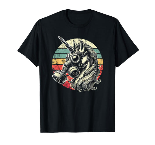 Gas Mask Unicorn Creepy Vintage Retro T-Shirt
