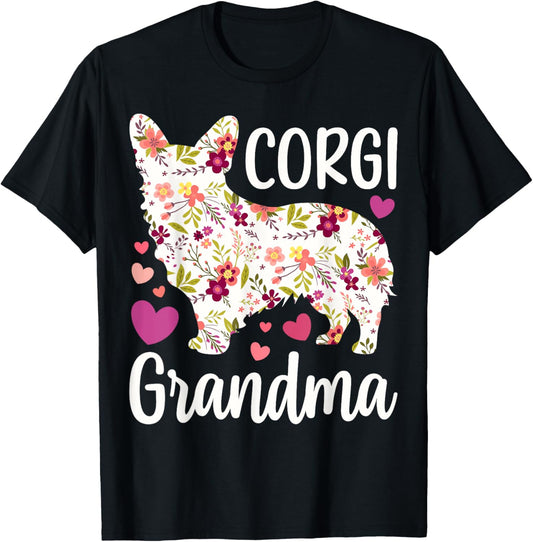 Corgi Dog Corgi Grandma Appreciation Floral T-Shirt